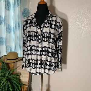 Rock & Republic abstract print button down shirt top blouse